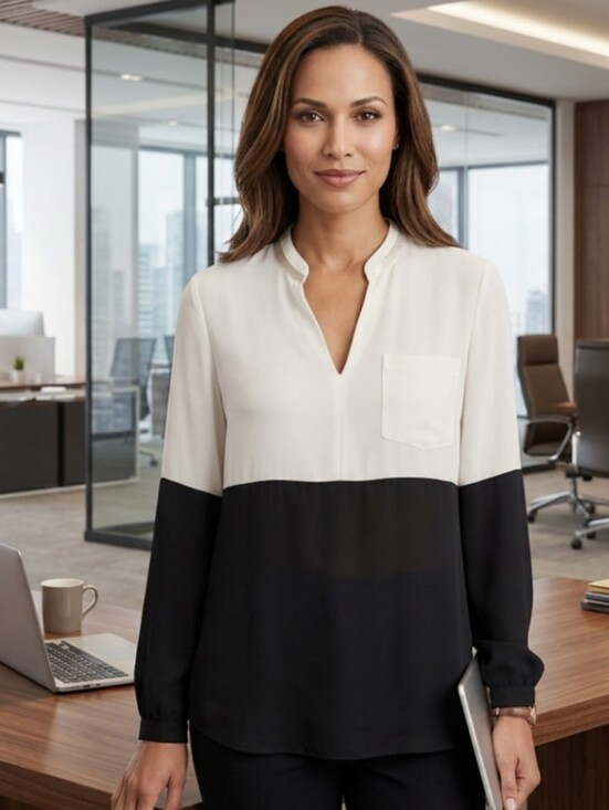 White House Black Market Tops - 🖤 White House Black Market Contrast Blouse